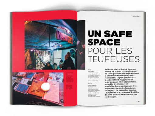 Le 18 décembre 2022, dans une free party quelque part entre Nantes et Rennes. Le barnum de l’association Red Flag, avec ses néons colorés et ses tentures, est une oasis de lumière dans la nuit noire.