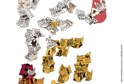 Illustration de Maya Mihindou de récit « Monique Wittig & Audrey Lorde : une rencontre manquée » signé Émilie Notéris