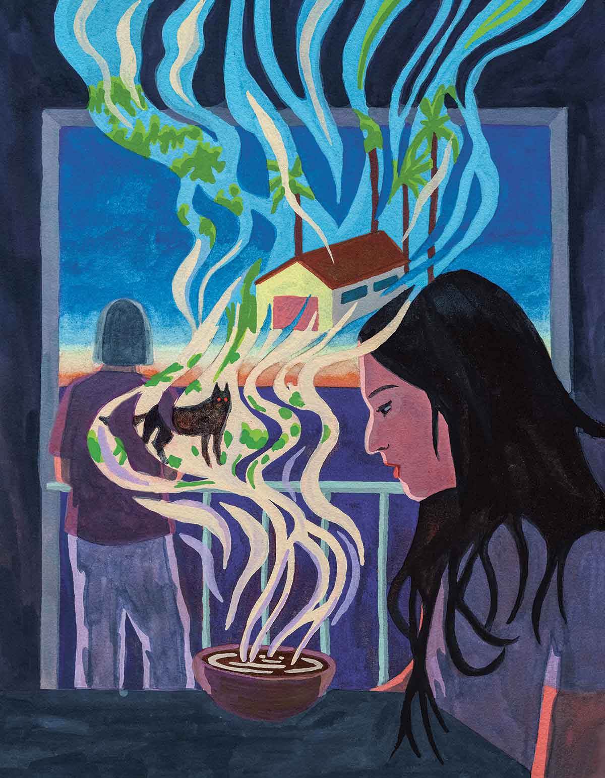 Illustration de Marie Larrivé pour le récit signé Isabelle Sorente « Sogno Reale, rêve réel » - La Déferlante 12