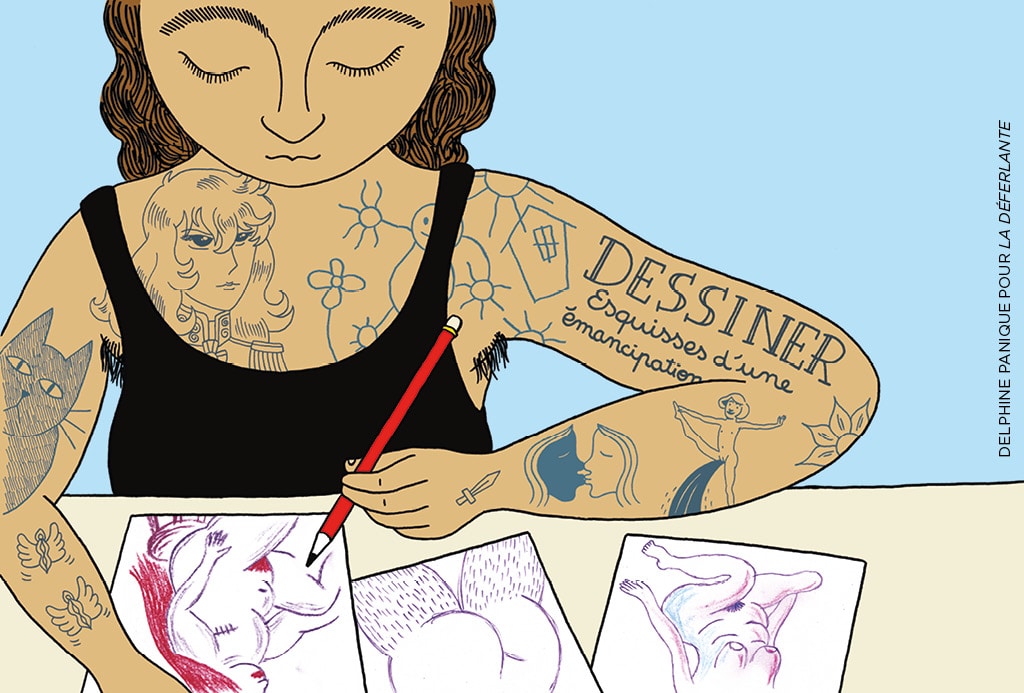 ILLUSTRATION Delphine Panique pour La Déferlante Autrice de bandes dessinées, elle a signé plusieurs albums, dont Le Vol nocturne (Cornélius, 2018), Un beau voyage (Misma, 2021) et Creuser voguer (2023), tous trois inclus dans la sélection officielle du festival d’Angoulême.