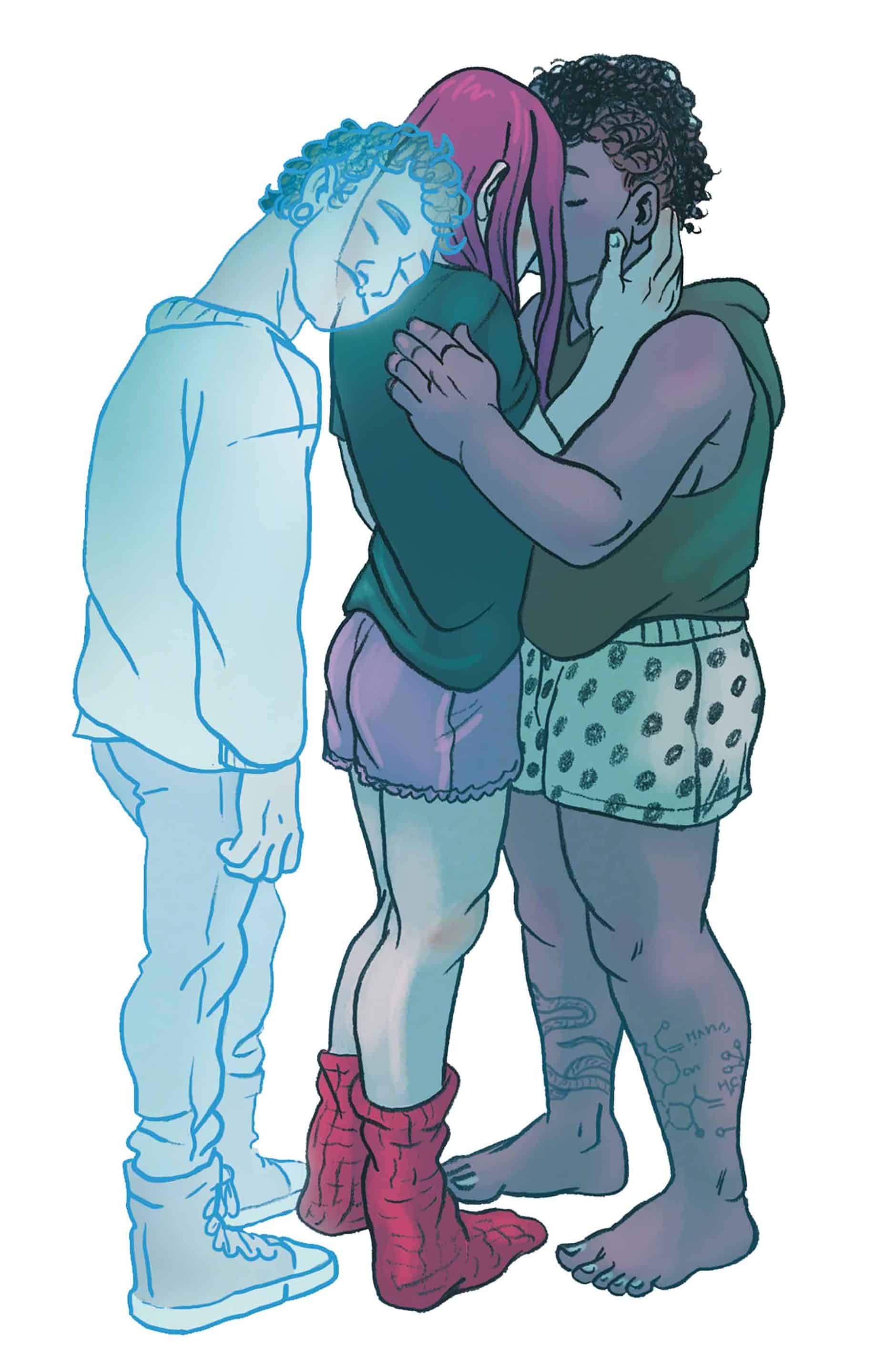 Dessin extrait de Hacker la peau, de Jul Maroh et Sabrina Calvo, Le Lombard, 2023. À Lyon, l’histoire d’un triangle amoureux face à violence de groupuscules d’extrême droite. JUL MAROH / SABRINA CALVO / LE LOMBARD