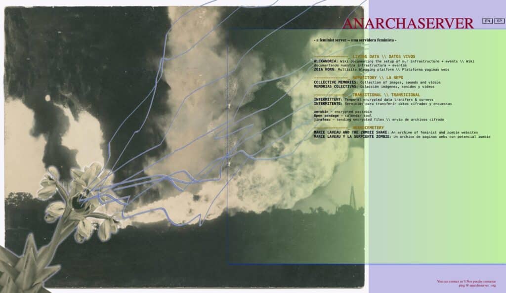 Capture d'écran de la page d'accueil du serveur féministe AnarchaServer créé en 2014 pour archiver et conserver la mémoire des luttes féministes. Crédit&nbsp;: ANARCHASERVER / D.R.